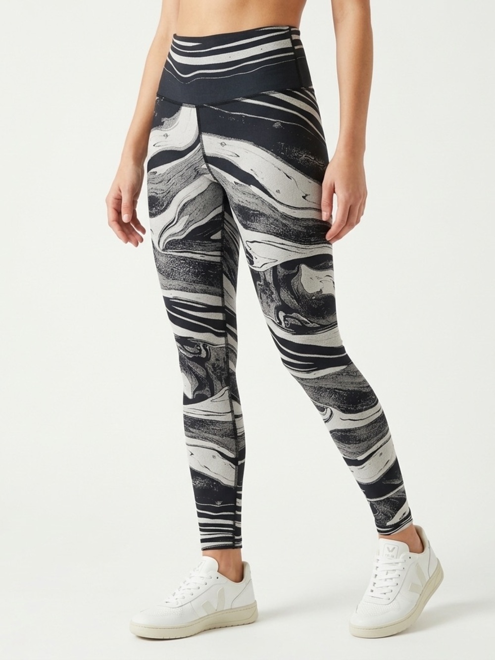 Lululemon Leggings 6 Black White Marble Abstract Print Run